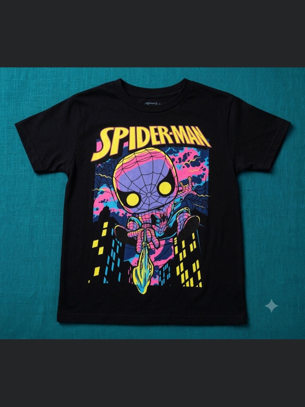 Kids Black Spider-Man Neon Graphic Tee